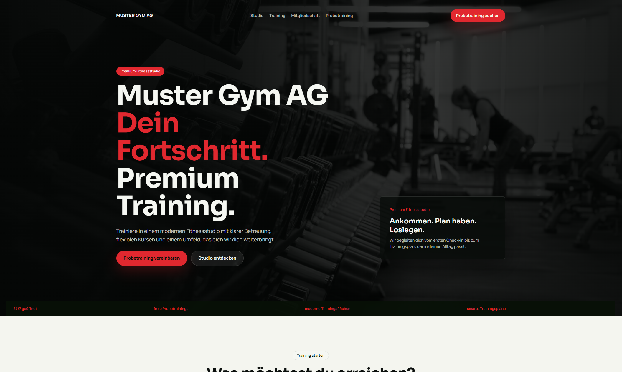 Demo-Website FITNESSSTUDIO