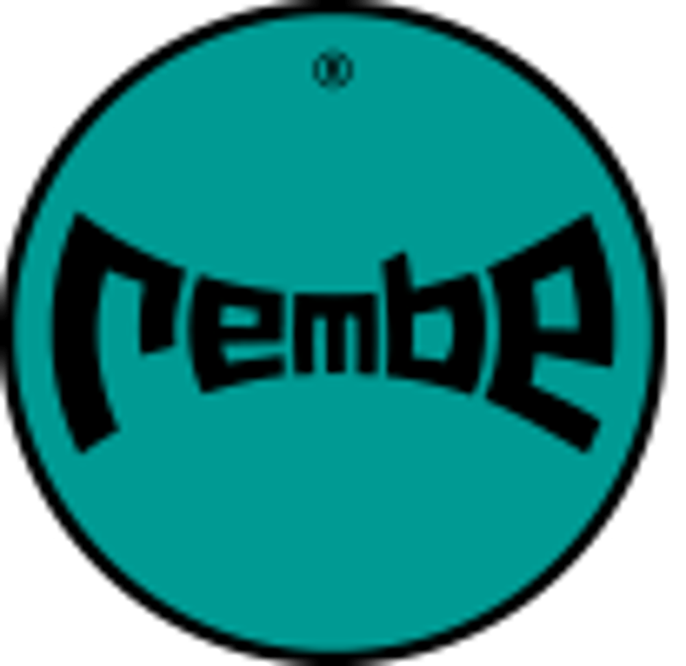 Grüner Kreis mit schwarzem "rembe" Logo und kleinem eingetragenem Warenzeichen-Symbol oben.