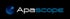 Logo von Apascope mit einem blauen Kreis und einem Lichtstrahl, der auf einem schwarzen Hintergrund nach rechts zeigt.