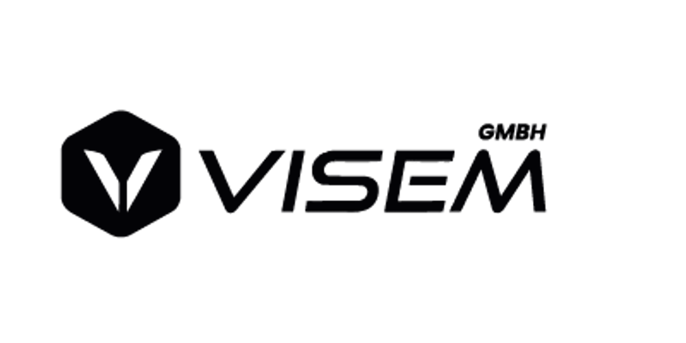 Schwarzes Visem Cash Logo auf dunkelgrünem Hintergrund.