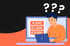 Ein Mann sitzt vor einem Laptop und schaut besorgt auf einen Bildschirm mit den Optionen "€500", "€1.500" und "€5.000".