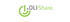 OLI Share Logo mit einem grünen Power-Symbol auf schwarzem Hintergrund.