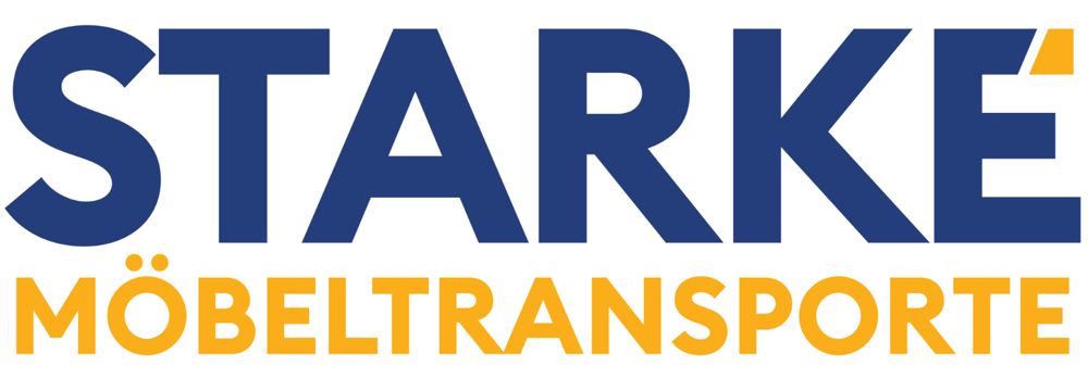 Logo mit dem Wort „STARKE“ in dunkelblau und „MÖBELTRANSPORTE“ in gelb.
