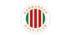 Hamburger Golf-Club Logo: Roter und grüner Kreis mit vertikalen Streifen, goldener Text am Rand.