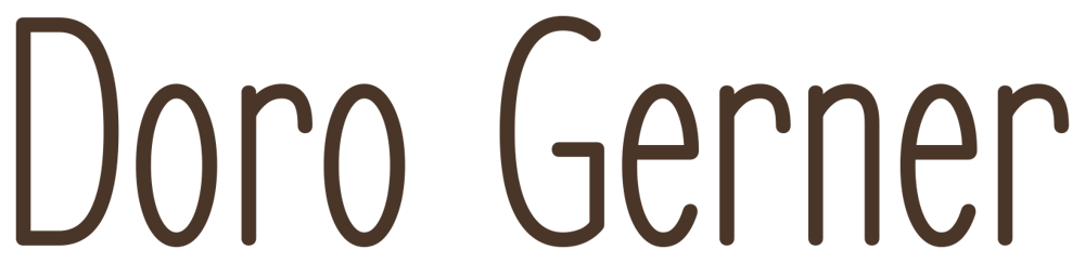 Schriftzug Doro Gerner in brauner, schmaler serifenloser Schrift.