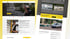 Zwei Webseiten-Screenshots zeigen Dachdeckerarbeiten und Unternehmensleistungen auf gelb-weißem Hintergrund.