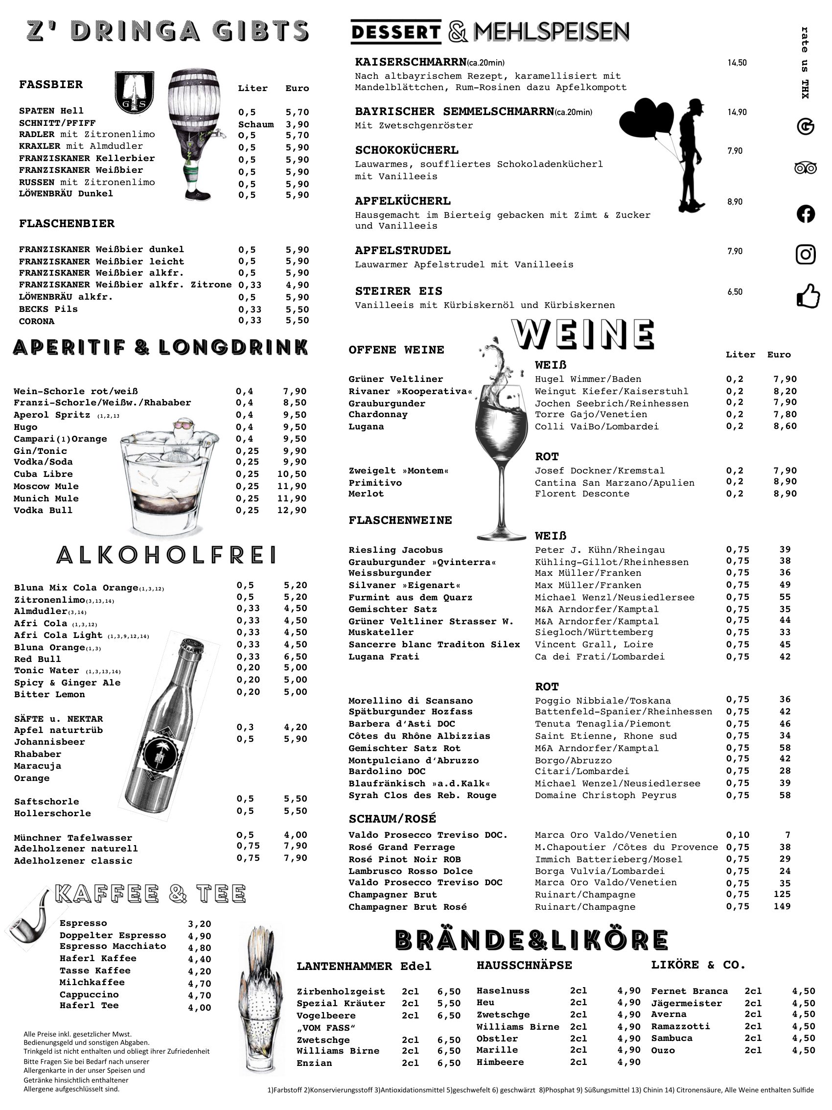 Speisekarte Zum Dürnbräu München – Seite 2 von 2