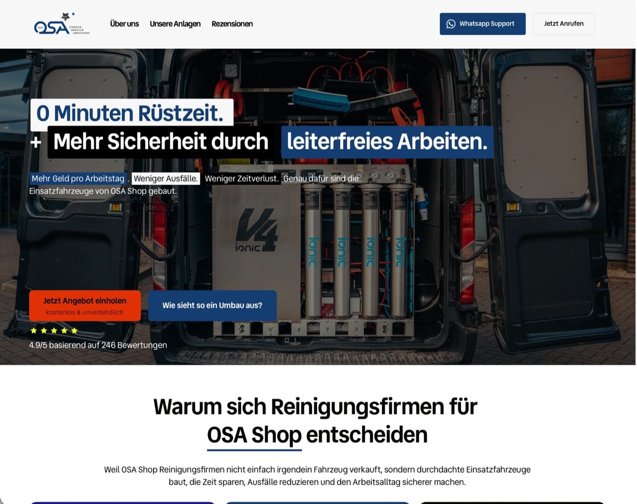 Landingpage für OSA, gebaut von KTN MEDIA