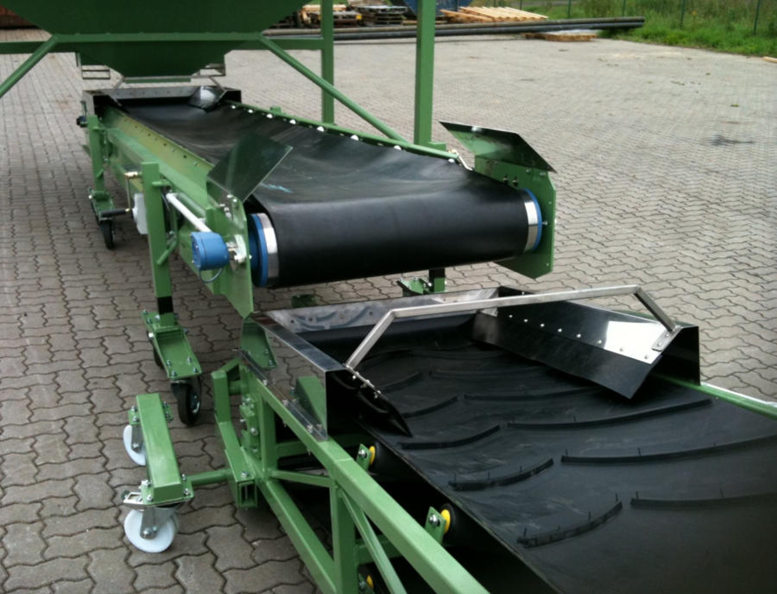 Two green multipurpose conveyor belts