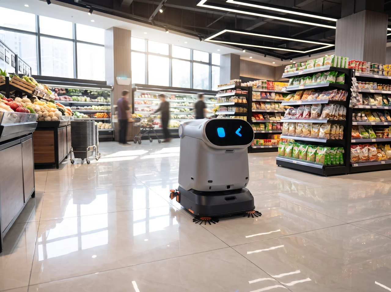 Professioneller Reinigungsroboter im gewerblichen Einsatz