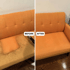 Expert upholstery cleaning for an orange sofa in Raleigh – Aclean Steamers ensures deep stain removal and freshness.