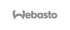 Webasto Logo in Grau auf grünem Hintergrund.