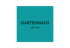 Türkises Quadrat mit schwarzem Text "GARTENHAUS" und darunter "café | bar".