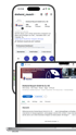 Bildschirm eines Smartphones zeigt ein Instagram-Profil und ein Laptop-Bildschirm zeigt ein LinkedIn-Profil von Dreherei Reusch.