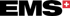 EMS Logo in schwarzer Fettschrift mit einem roten Quadrat und weißem Schweizerkreuz oben rechts.