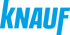 Blaues Knauf-Logo auf dunkelgrünem Hintergrund.