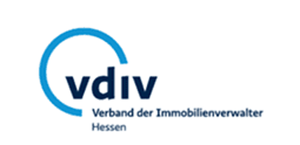 vdiv Logo mit blauem Bogen und Text "vdiv Verband der Immobilienverwalter Hessen".