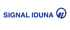 SIGNAL IDUNA Logo mit blauem Schriftzug und einem Kreis mit stilisiertem "SI" auf dunkelgrünem Hintergrund.