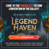"Legend Haven" convention poster with text: "Come to the Friendliest Fiction Convention in the Galaxy!"