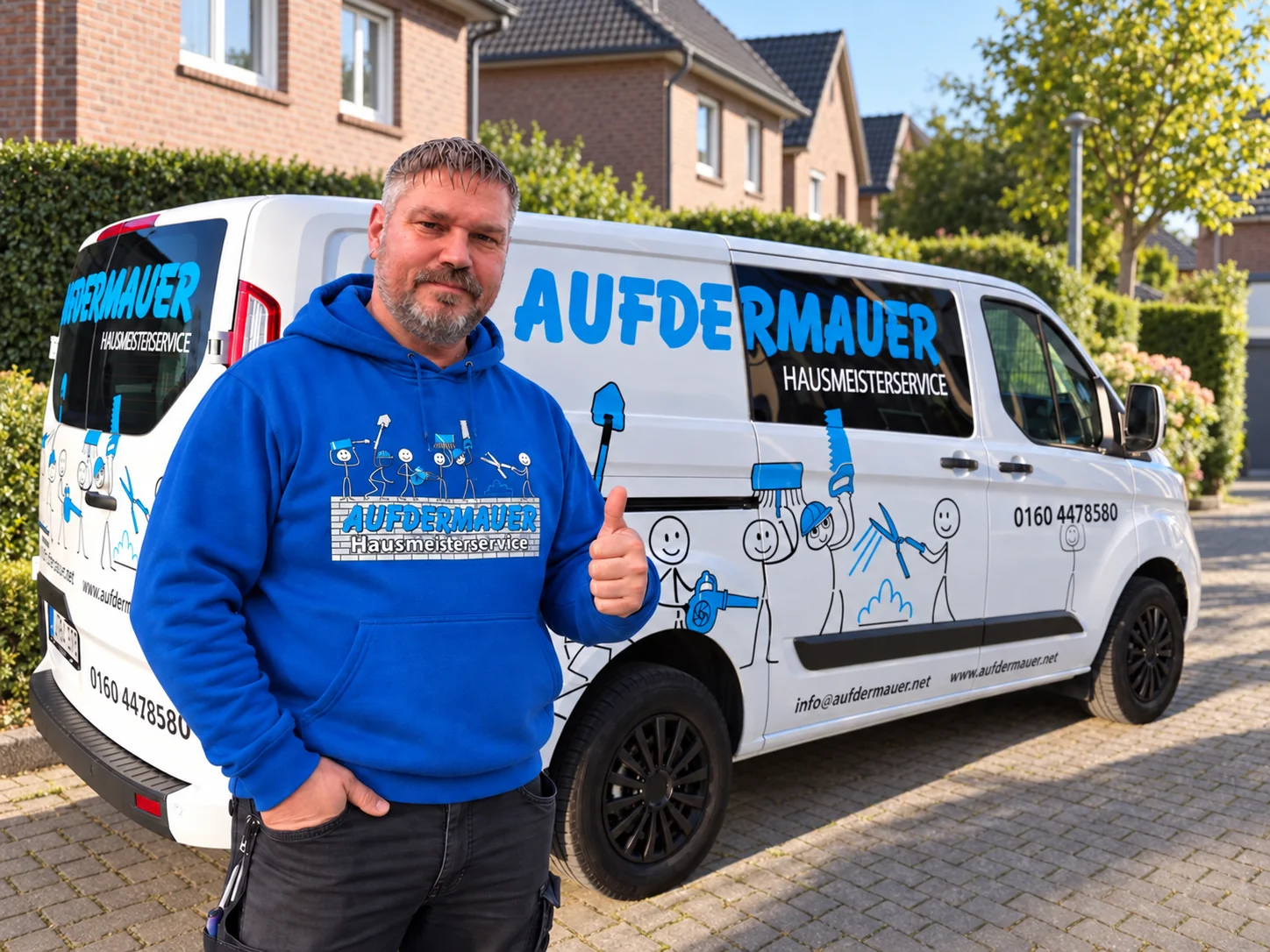 Bearbeitetes Motiv von Björn Aufdermauer vor seinem Servicefahrzeug