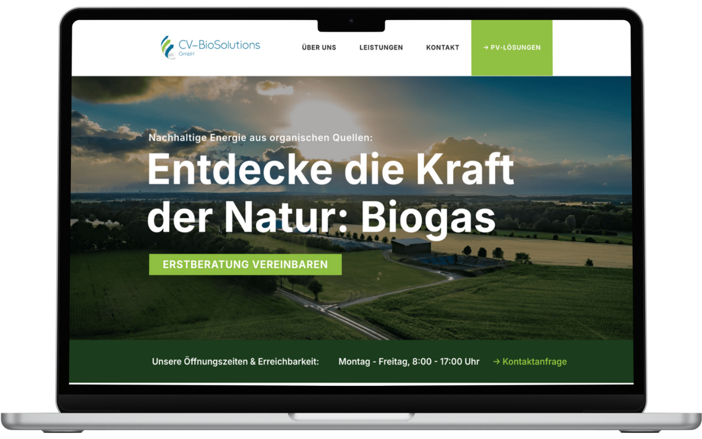 Webseiten-Referenz der CV-BioSolutions aus Neuss