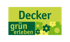 Logo: "Decker grün erleben" mit grünen Blumen auf hellem und dunklem Grün.