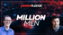 Two men, "Heroic Pledge," and "MILLION MEN" text over a dark blue and red abstract background.