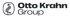 Logo der Otto Krahn Group mit einer stilisierten Kranich-Silhouette in einem abgerundeten Rahmen auf schwarzem Hintergrund.