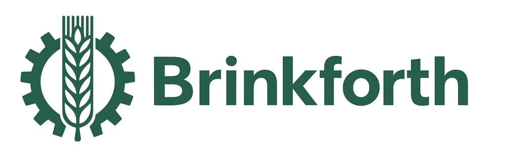 Ähren Zahnrad Symbol des Lohnunternehmens Brinkforth als modernes Agrardienstleistungs Logo
