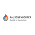 Flammensymbol in Blau, Orange und Rot neben „RAUSCHENDORFER Qualität in Haustechnik“.