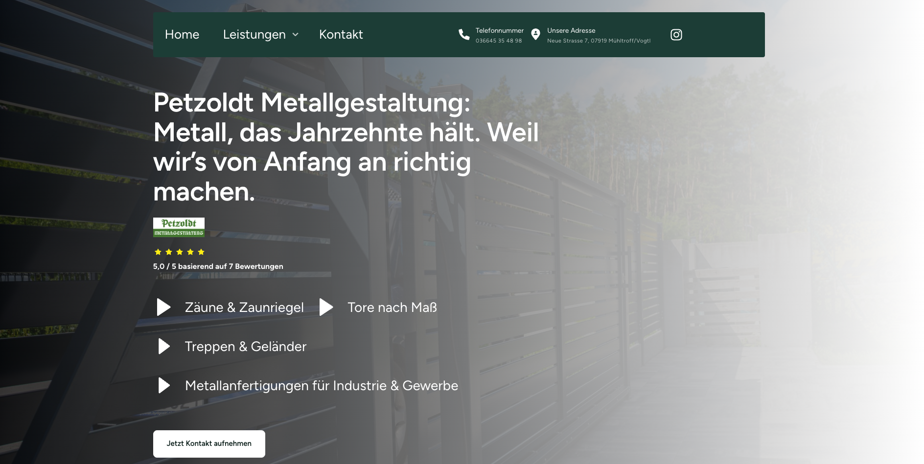 Website Metallgestaltung Petzoldt