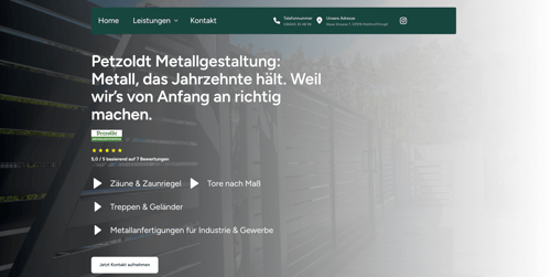 Webdesign-Referenz: Metallgestaltung Petzoldt – Website für Metallgestaltung