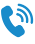 Blaues Telefonsymbol mit drei Wellenlinien, die Anrufsignale anzeigen.