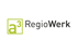 Logo von a3 RegioWerk mit grünem a3-Symbol in einem Quadrat auf schwarzem Hintergrund.