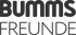 Logo mit dem Schriftzug "BUMMS FREUNDE" in dunklem Grau auf grünem Hintergrund.