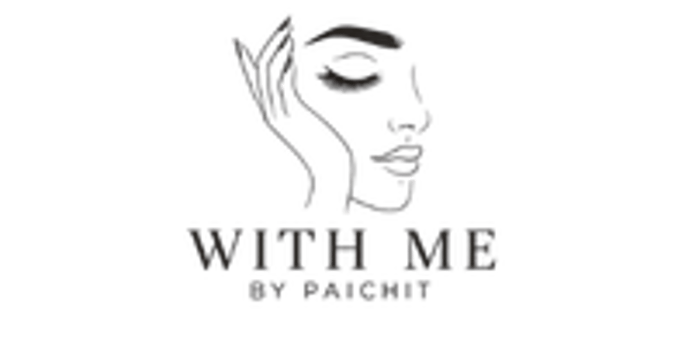Stilisierte schwarze Gesichtszeichnung mit Hand und Text "WITH ME BY PAICHIT" darunter.