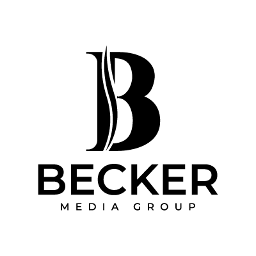 Schwarzes Logo mit großem „B“ und „BECKER MEDIA GROUP“ 