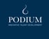 Logo von Podium Innovative Talent Development mit einer geschwungenen Punktgrafik auf dunkelblauem Hintergrund.