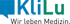 KliLu Logo mit Sprechblase und Text "Wir leben Medizin."