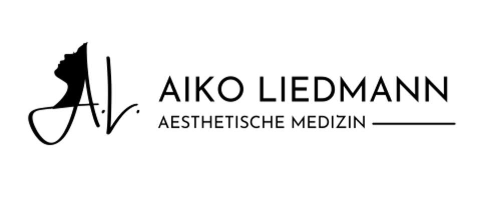 Logo mit Frauenprofil-Silhouette, den Initialen "AL" und dem Text "AIKO LIEDMANN AESTHETISCHE MEDIZIN".