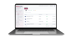 Ein geöffneter Laptop zeigt eine Software mit dem Titel „NOTFALL- UND KRISENMANAGER“ und einer Liste von Szenarien - Krisenstab-Software Notfall- und Krisenmanager (NKM®).