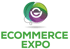 E-Commerce Expo London Logo: Kreisförmiges Symbol mit weißem "e" auf farbigem Hintergrund, darunter Text "ECOMMERCE EXPO".