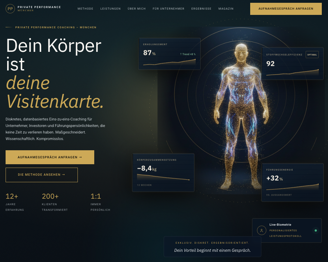 Website für einen Fitnesscoach