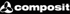 Logo mit einem stilisierten Dreieck aus drei ovalen Formen und dem Wort "composit" in Weiß auf Schwarz.