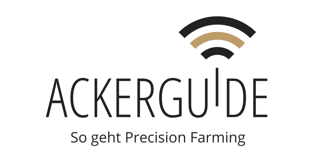 Logo von AckerGuide mit Funkwellen-Symbol und dem Slogan "So geht Precision Farming".