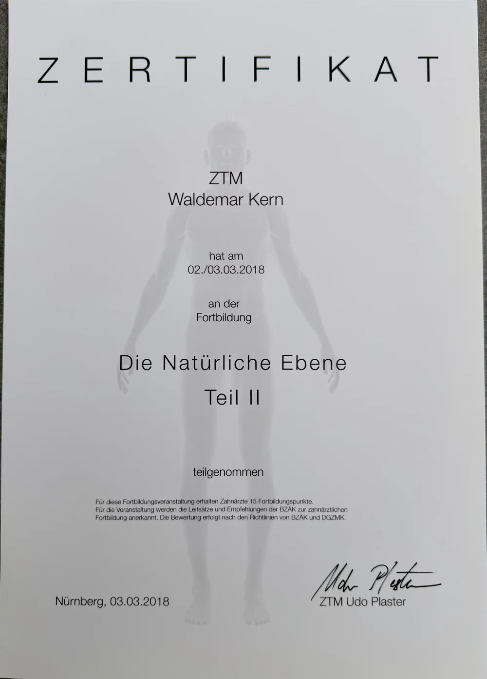 Fortbildungszertifikat 3 von ADU-Dental