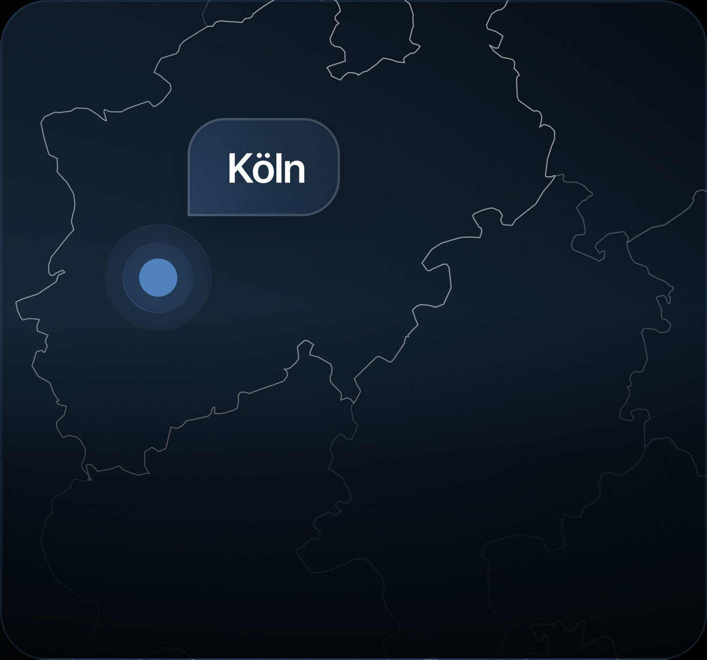Karte von Nordrhein-Westfalen mit Standort Köln