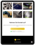 Tablet-Bildschirm mit 6 Autofotos, Überschrift "Nehmen Sie Kontakt auf!" und gelbem Button "Jetzt kostenlosen Fahrzeugcheck vereinbaren!".