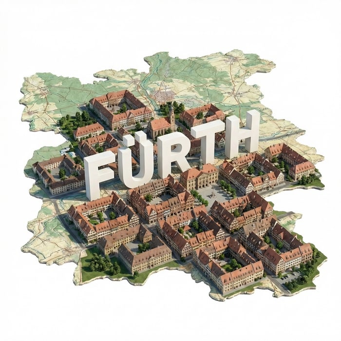 Fürth isometrische Stadtansicht – Immobilienmakler Fürth