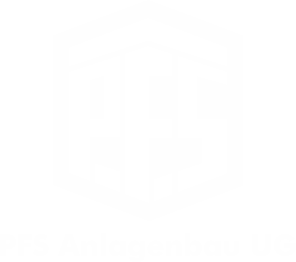 Weißes PFS-Logo in einem Hexagon auf grünem Hintergrund, darunter "PFS Anlagenbau UG".